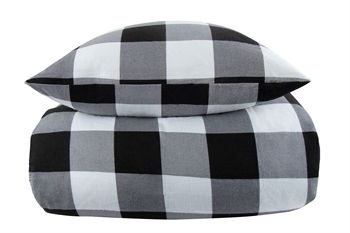 Se Sengetøj 200x200 cm - Check black flonel sengetøj - Ternet sengesæt - 100% bomuldsflonel - By Night hos Shopdyner.dk