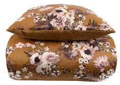 Sengetøj - Vendbart design i 100% bomuldssatin - Flowers & Dots karry - Sengesæt fra By Night