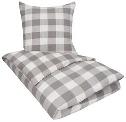 Sengetøj 200x200 cm - Bæk og Bølge - Check grey - Ternet sengetøj - 100% Bomuld - By Night dobbeltdyne betræk