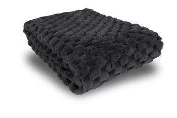Billede af Plaid i fake fur - 135x190 cm - Gråt tæppe med vaffelstruktur - Ekstra tykt og blødt - Nordstrand Home