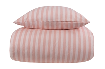 Billede af Stribet sengetøj - 140x200 cm - Stripes Rose - Sengesæt i 100% Bomuld - Borg Living sengelinned hos Shopdyner.dk