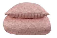 Sengetøj 200x220 cm - Fan peach - Dobbelt sengetøj i 100% Bomuldssatin - Vendbart sengetøj - By Night sengesæt