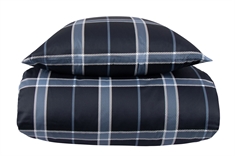Sengetøj til dobbeltdyne - 200x200 cm - Big check blue - Ternet sengetøj i 100% Bomuldssatin - By Night sengesæt