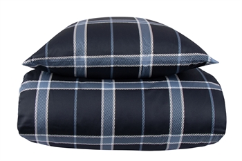 Billede af Ternet sengetøj 150x210 cm - 100% Blødt bomuldssatin - Big Check Blue - By Night sengesæt hos Shopdyner.dk