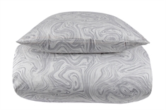 Mønstret sengetøj - 100% Blødt bomuldssatin - Marble light grey - By Night sengesæt
