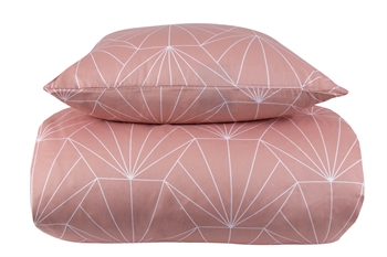 Billede af Sengetøj king size - 240x220 cm - Vendbart design i 100% Bomuldssatin - Hexagon peach - Sengesæt fra By Night