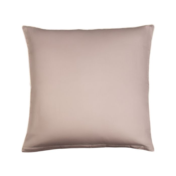  Pudebetræk 60x63 cm - 100% bomuldssatin - Solid gråt hovedpudebetræk med pipingkant - Ekstra blødt pudebetræk fra By Borg