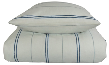 Billede af Flonel sengetøj - 140x200 cm - Stribet sengetøj blå - 100% Bomuld - Matheo - Nordstrand Home sengesæt hos Shopdyner.dk