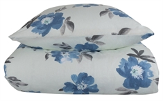 Flonel sengetøj - 140x200 cm - Blomstret sengetøj blå - 100% Bomuld - Gardenia blå - Nordstrand Home sengesæt