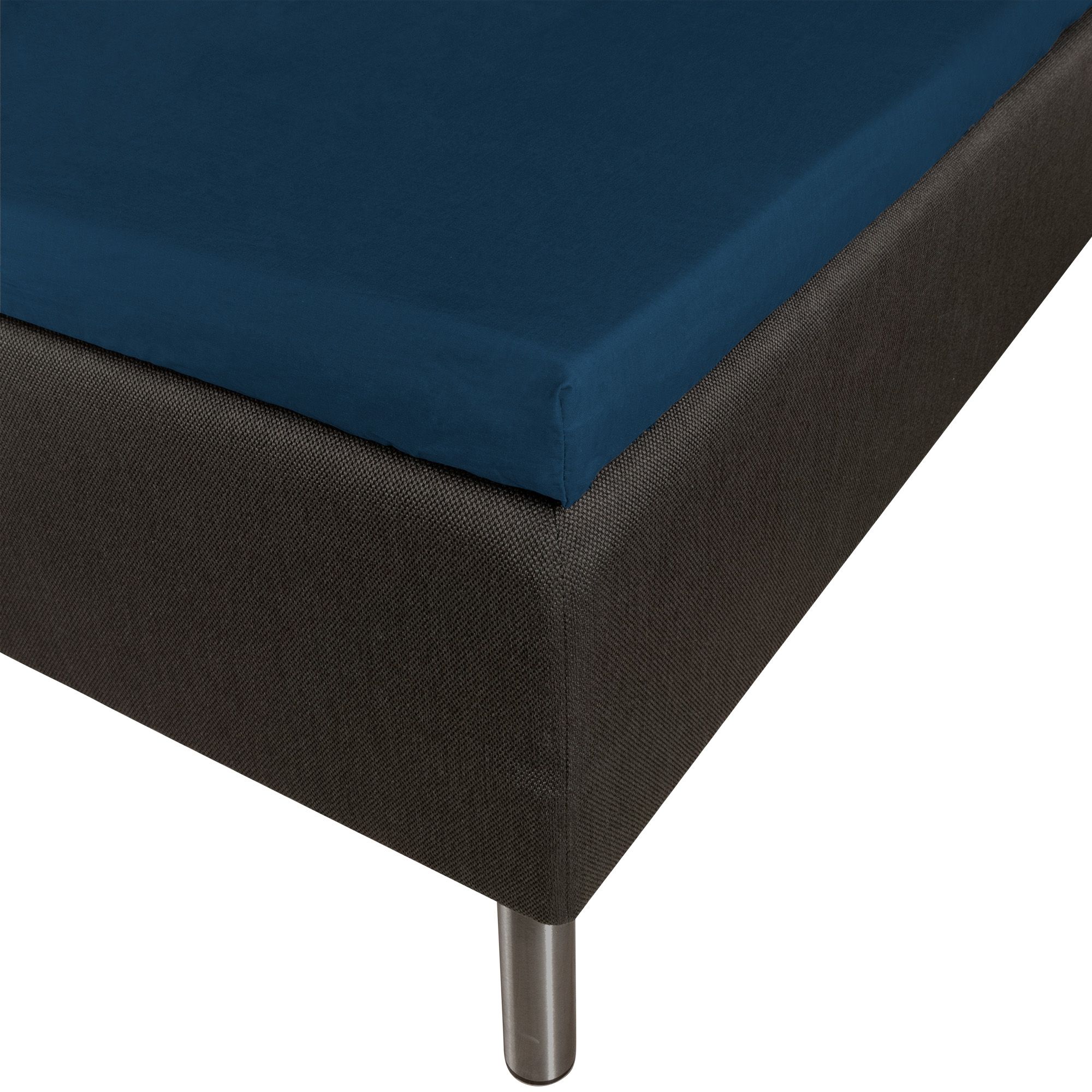 Blødt kuvertlagen - 100% bomuldssatin - 8 cm i højden - Blåt lagen til topmadras - By Night satin lagen