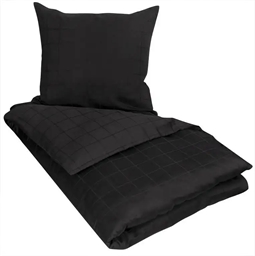 Dobbelt Sengetøj 200x220 cm - Check Black - 100% Bomuldssatin sengetøj - By Night dobbelt dynebetræk