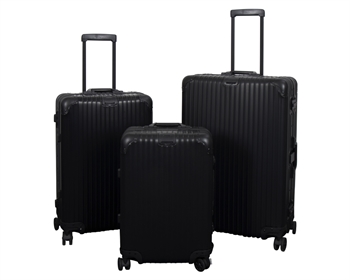 Billede af Aluminiums kufferter - 3 stk. sæt - Luksuriøse rejsekufferter - Sort med TSA lås hos Shopdyner.dk