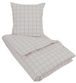 Dobbelt sengetøj 200x220 cm - Grey squares - Grå - 100% Bomuld