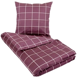  Kingsize sengetøj 240x220 cm - Check dark rose - Dobbelt dynebetræk - 100% Bomuldssatin - By Night