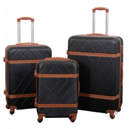 Kuffertsæt - 3 stk. - Retro sort - Hardcase letvægts kuffert