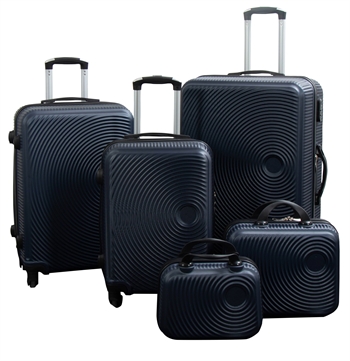 Kufferter - Sæt med 5 stk. - Eksklusivt hardcase kuffertsæt tilbud  - Mørkeblå cirkler