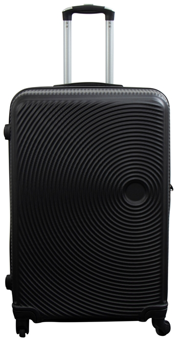 Billede af Stor kuffert - Sorte cirkler - Hard case kuffert - Billig smart rejsekuffert