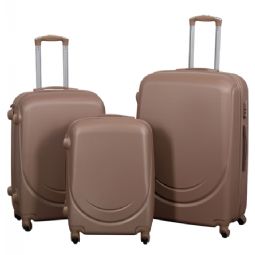 Kuffertsæt - 3 stk. - Hardcase rejsekufferter - Classic mocca - Letvægts kufferter