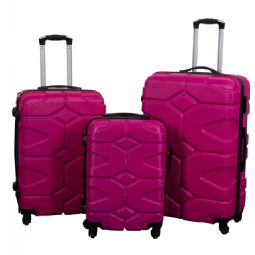 Kuffertsæt - 3 stk. - Hardcase rejsekuffert - Military pink - Letvægts kuffert