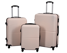 Kuffertsæt - 3 stk. - Hardcase rejsekuffert - Nordic nude - Letvægts kuffert