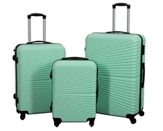 Kuffertsæt - 3 stk. - Hardcase rejsekuffert - Nordic mint - Letvægts kuffert