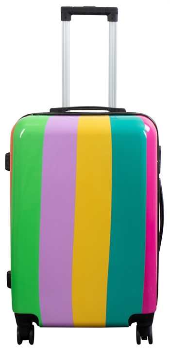 Se Kuffert - Hardcase kuffert - Str. Medium - Kuffert med motiv - Regnbue Striber - Eksklusiv letvægt rejsekuffert hos Shopdyner.dk