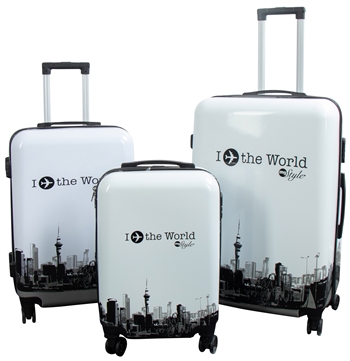 Billede af Kuffertsæt - I Love The World hardcase kuffert - Eksklusiv rejsekuffert
