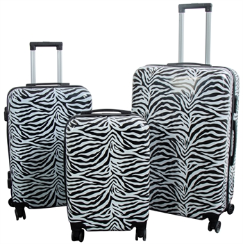 Billede af Kuffertsæt - 3 Stk. - Kuffert med motiv - Zebra - Hardcase letvægt kuffert med 4 hjul