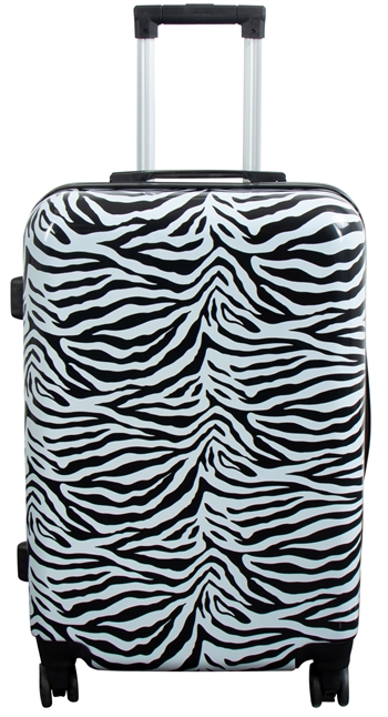 Se Kuffert - Hardcase kuffert - Str. Medium - Kuffert med motiv - Zebra - Eksklusiv letvægt rejsekuffert hos Shopdyner.dk