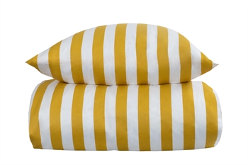 Stribet sengetøj - 100% blødt bomuldssatin - Gult og hvidt sengesæt - Nordic Stripe - By Night sengelinned
