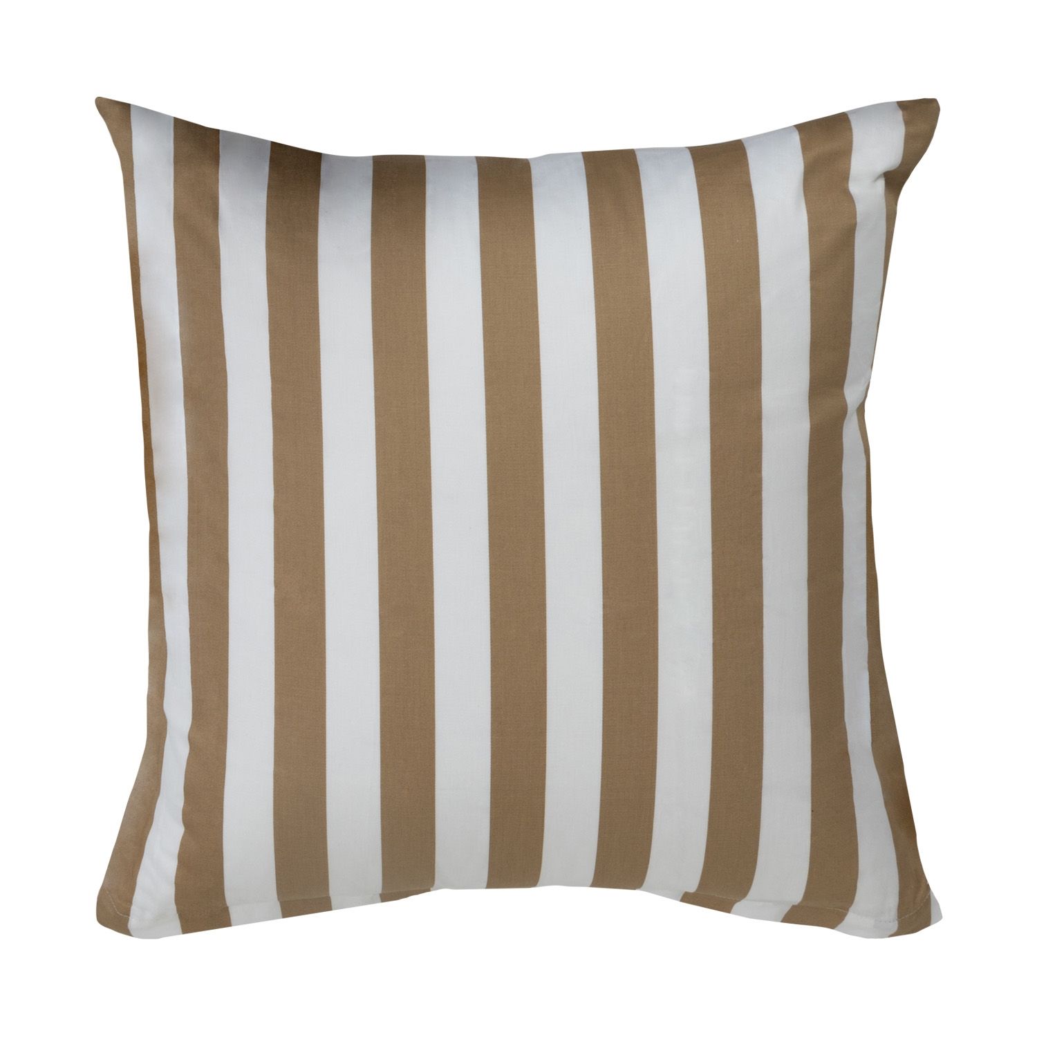 Pudebetræk 60x63 cm - Blødt bomuldssatin - Nordic Stripe - Sandfarvet og hvidt billede