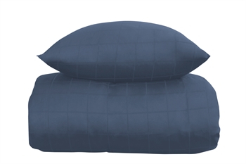Sengetøj til dobbeltdyner - 200x200 cm - Check Blue - 100% Bomuldssatin - By Night sengesæt