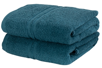 Billede af Badehåndklæde - 65x130 cm - Blå - 100% Bomulds håndklæde - Ekstra blødt hos Shopdyner.dk