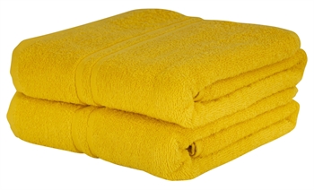 Billede af Badehåndklæde - 65x130 cm - Gul - 100% Bomulds håndklæde - Ekstra blødt