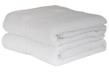 Billede af Badehåndklæde - 65x130 cm - Hvid - 100% Bomulds håndklæde - Ekstra blødt hos Shopdyner.dk