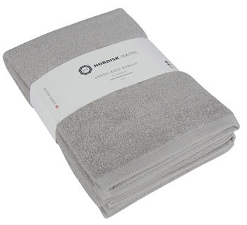 Billede af Badehåndklæder - 2 stk. - 70x140 cm - Lysegrå - 100% Bomuld - Håndklædepakke fra Nordisk tekstil