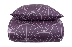 Bomuldssatin sengetøj 140x200 cm - Vendbart sengesæt - Hexagon blomme - By Night sengetøj