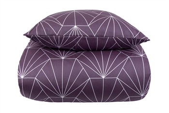 Dobbeltdyne sengetøj 200x200 cm - Hexagon blomme - Vendbar sengesæt i 100% Bomuldssatin - By Night