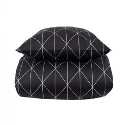 Mønstret sengetøj - 100% Blødt bomuldssatin - Graphic Harlekin black - By Night sengesæt