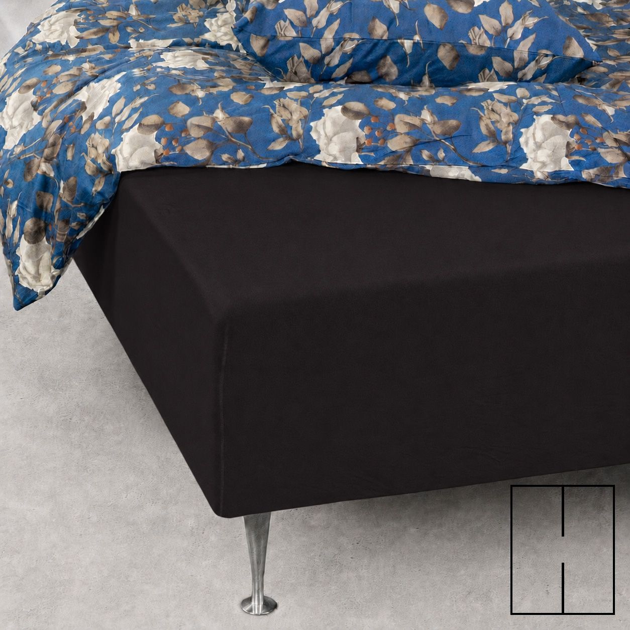 Splitlagen - H-split - 180x200 cm - Sort - 100% Bomuld jersey lagen - Stræklagen til elevationsseng billede