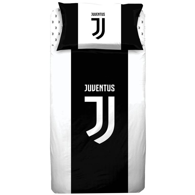 Fodbold sengetøj 140x200 cm - Juventus fodbold sengetøj - 2 i 1 sengesæt - 100% bomuld billede