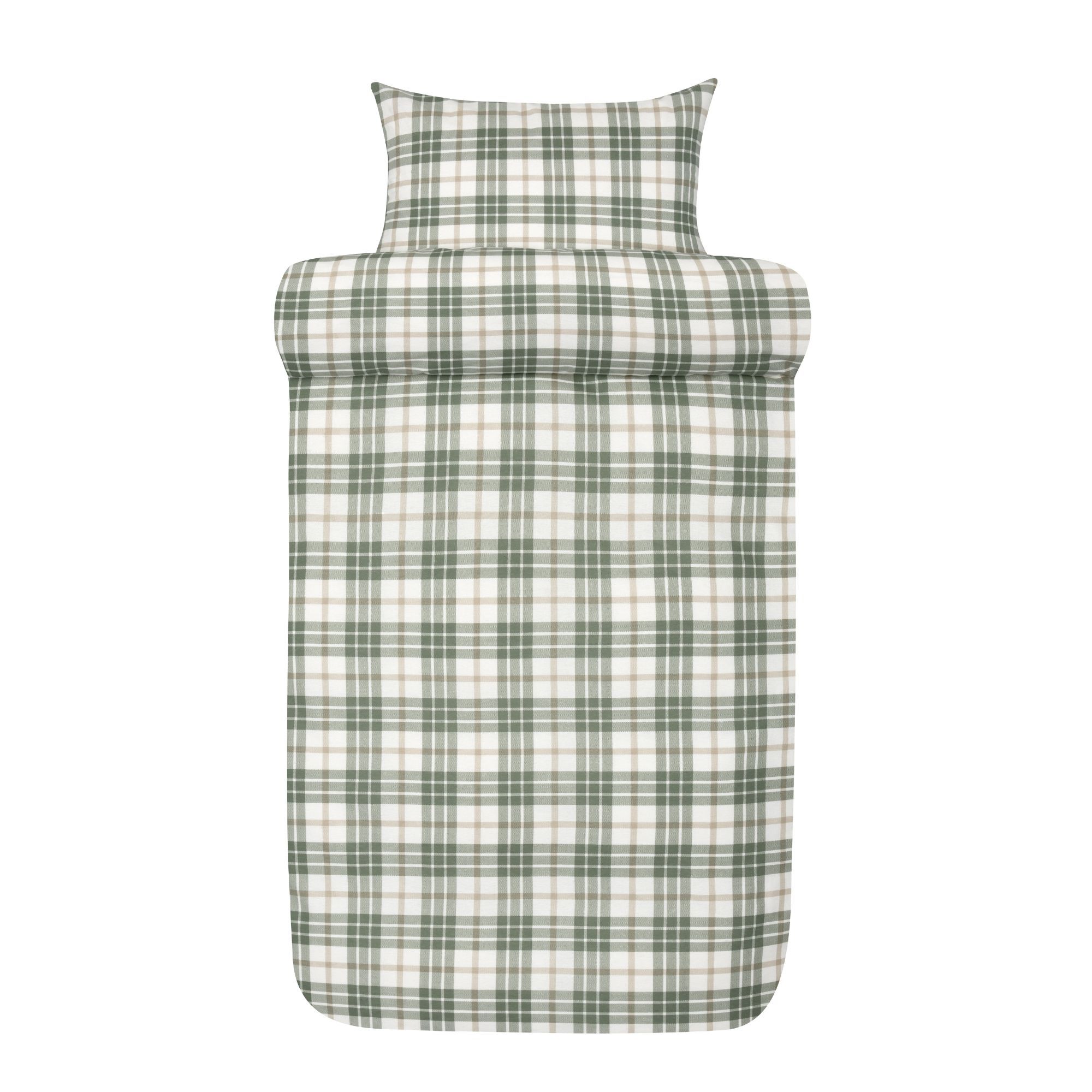 Flonel sengetøj - Grønt ternet sengesæt - 100% bomulds flonel - Lukas Høie of Scandinavia sengelinned