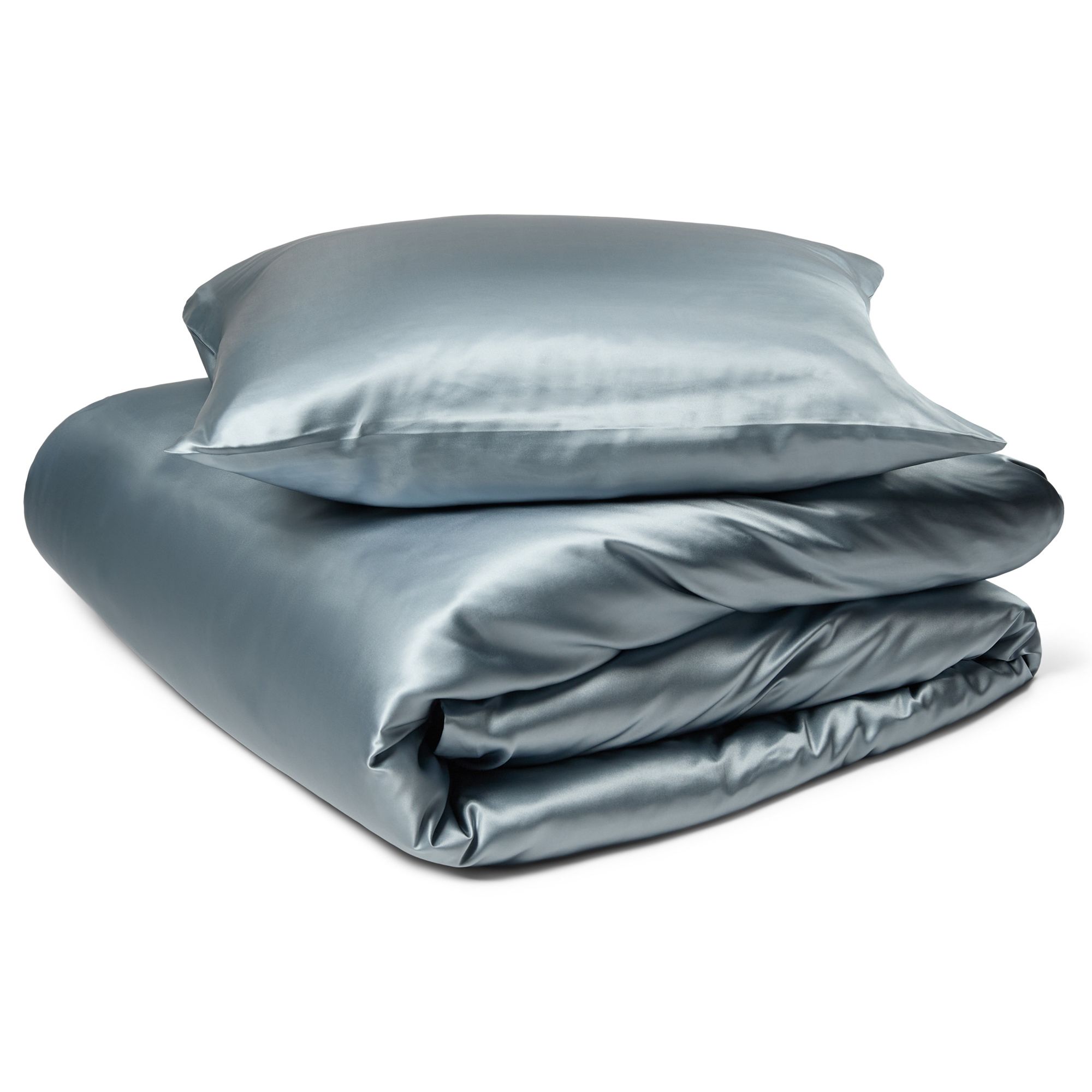 Silke sengetøj - Støvet blåt sengetøj - Sengesæt i 100% morbærsilke - By Borg