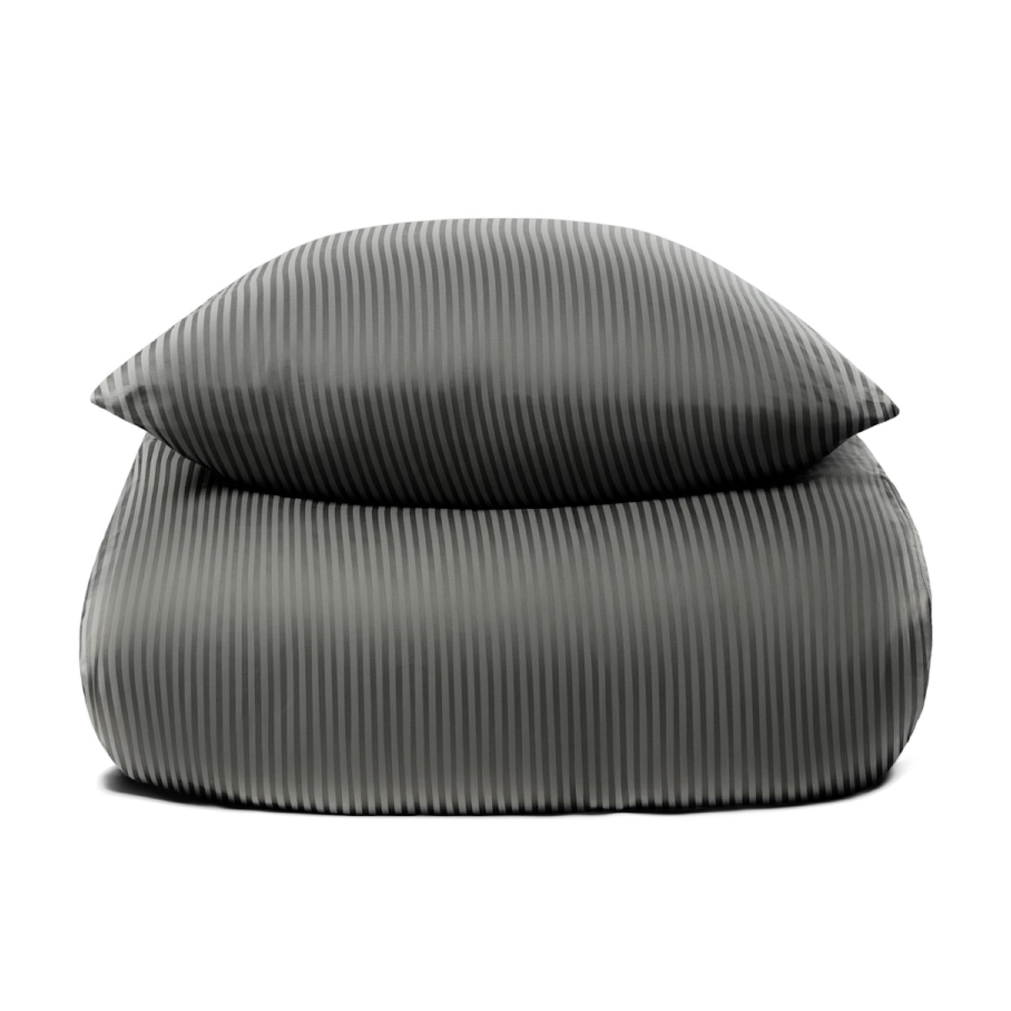 Sengetøj 140x200 cm - Egyptisk bomuld - Lysegrå jacquardvævede striber billede