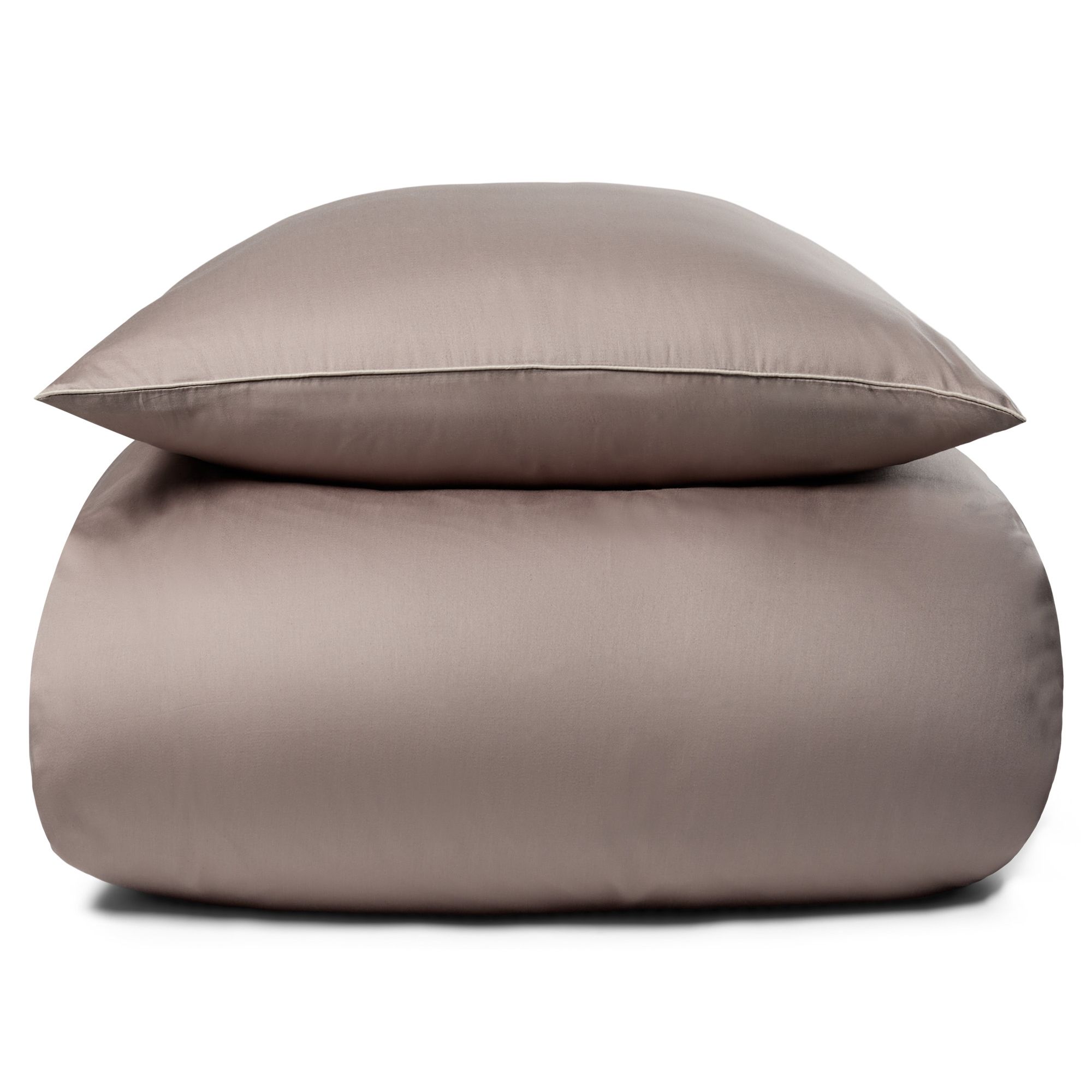 Sengetøj - 100% bomuldssatin - Solid gråt sengetøj med pipingkant - Ekstra blødt sengesæt fra By Borg