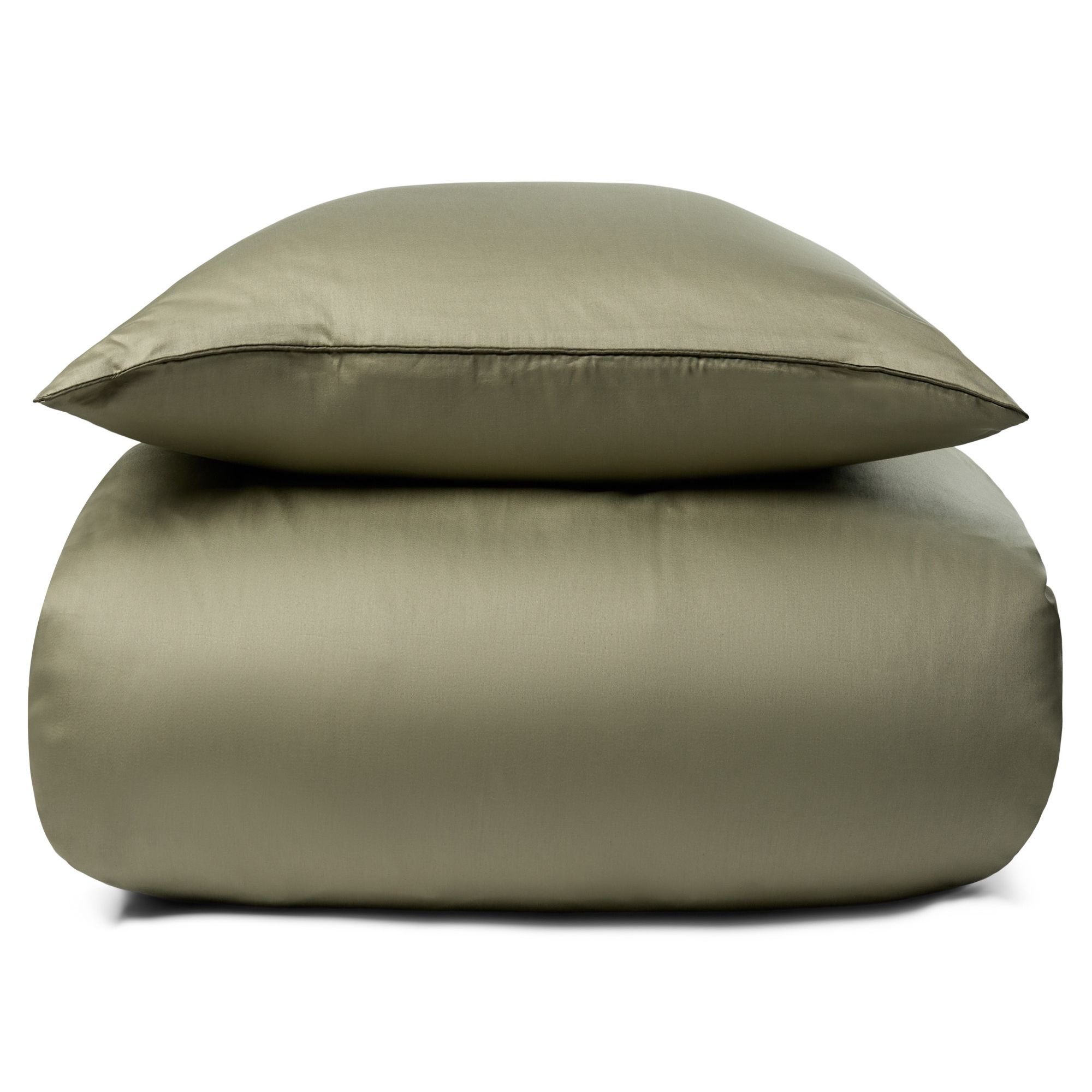 Sengetøj - 100% bomuldssatin - Solid grønt sengetøj med pipingkant - Ekstra blødt sengesæt fra By Borg