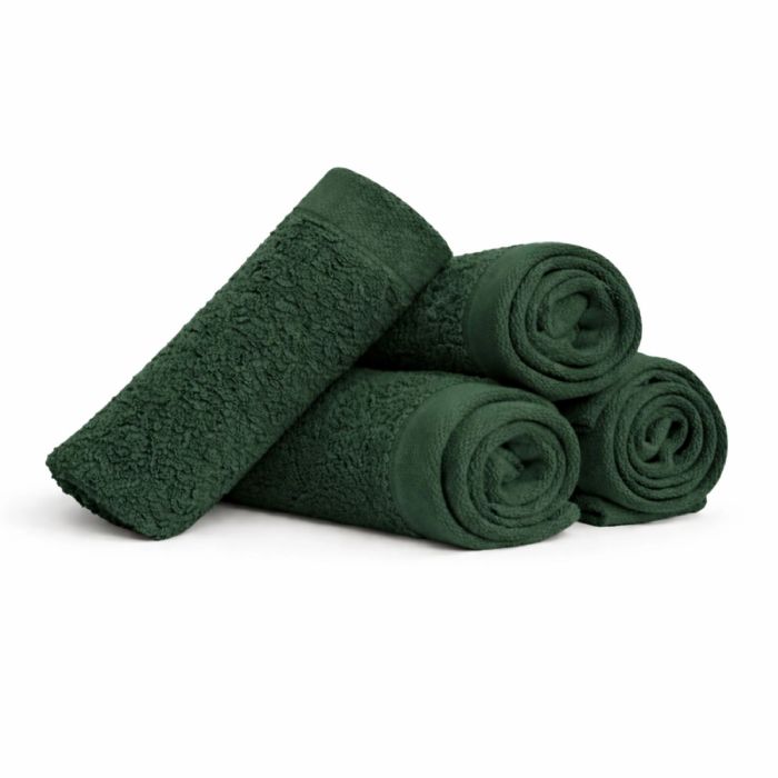 Bomulds vaskeklude - 100% bomuld - Vaskeklude 30x30 cm - 4-pak - Valmue - Mørkegrøn