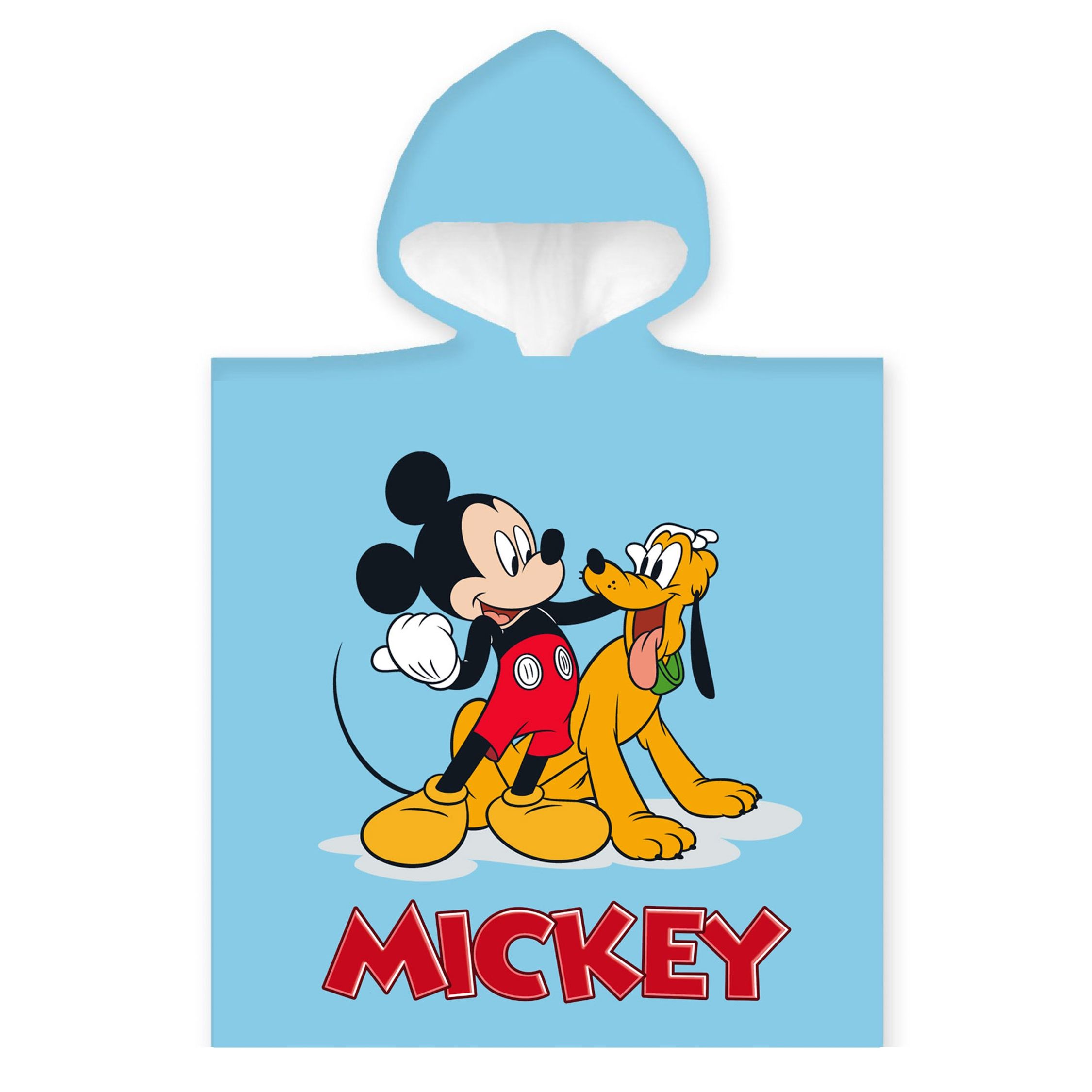 Badeponcho - Børnehåndklæde - 50x100 cm - Mickey Mouse og Pluto - 100% Bomuld billede