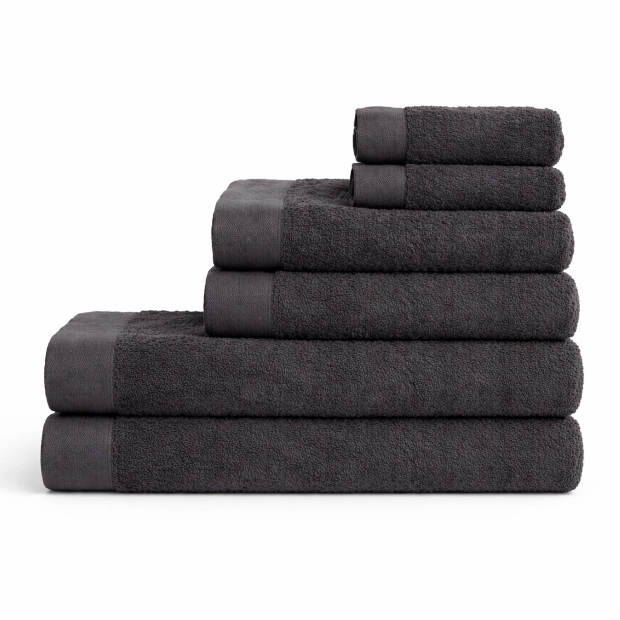 Bomulds håndklæder - 100% bomuld - 6-pak - Valmue - Mørkegrå billede