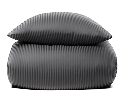 Billede af Sengetøj 200x200 cm - Gråt, stribet sengetøj - 100% Egyptisk bomuld - Dobbelt dynebetræk hos Shopdyner.dk